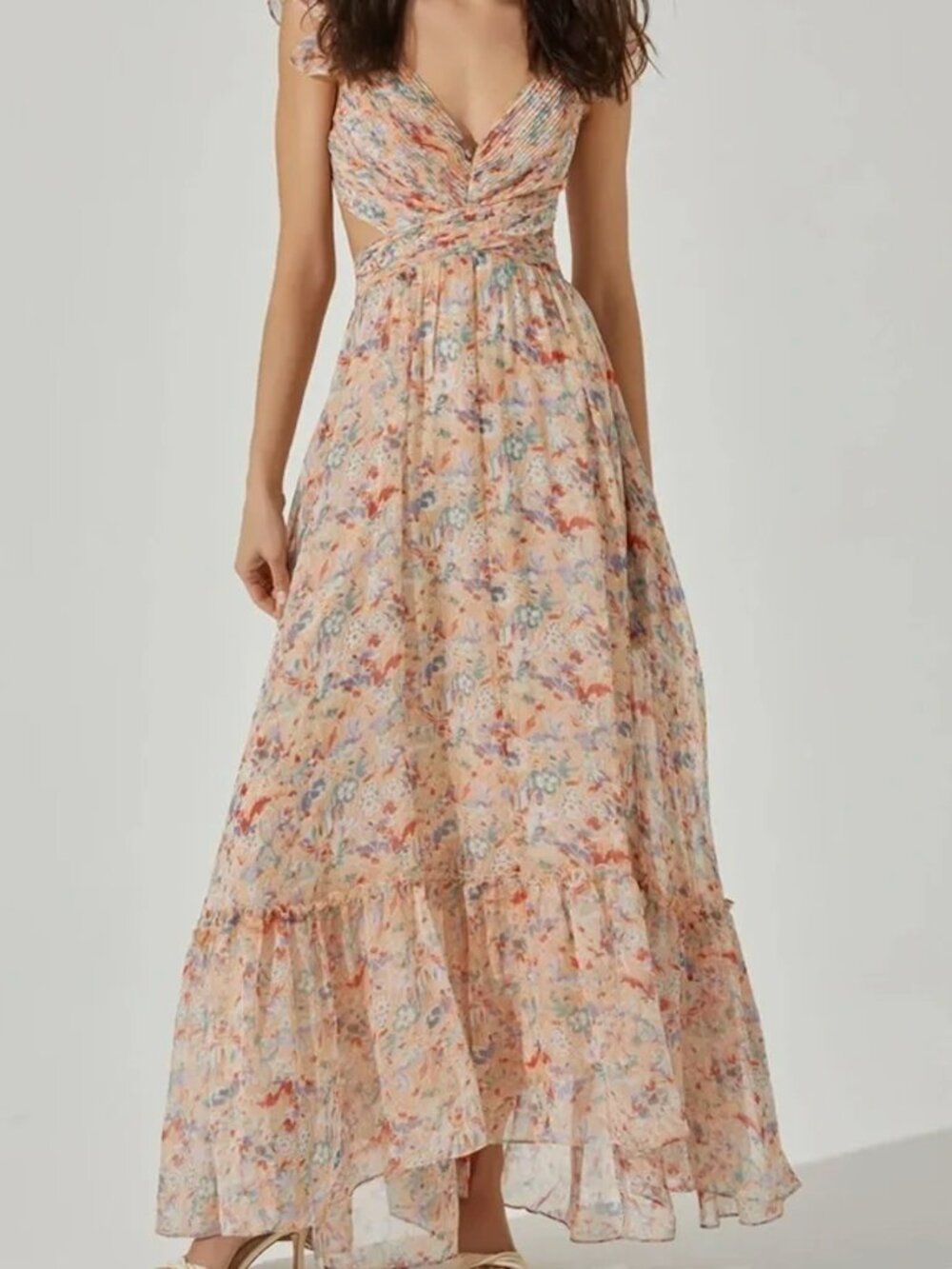 ASTR the Label Primrose Floral Strappy Back Maxi Dress Size XS